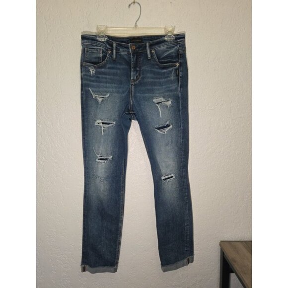 Silver Jeans Co BEAU Womens Size 30 Blue Mid Rise Distressed Cuffed Hem 30x28.5 - Picture 1 of 5